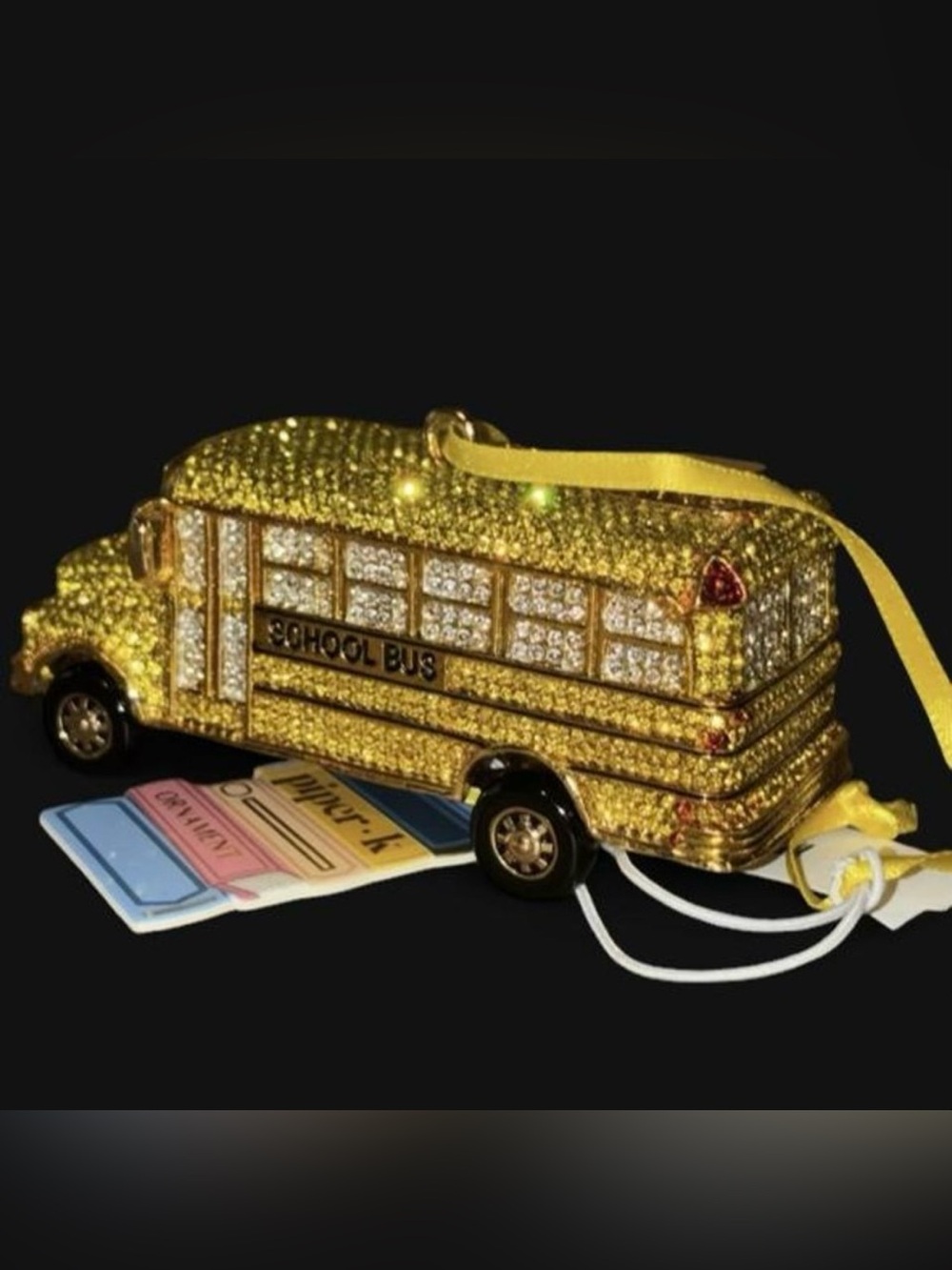Piper K Pave Crystal Yellow School Bus Christmas Ornament Collectible Ltd Ed '26